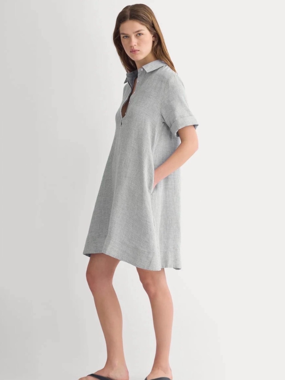 Mini Popover Shirtdress in Line